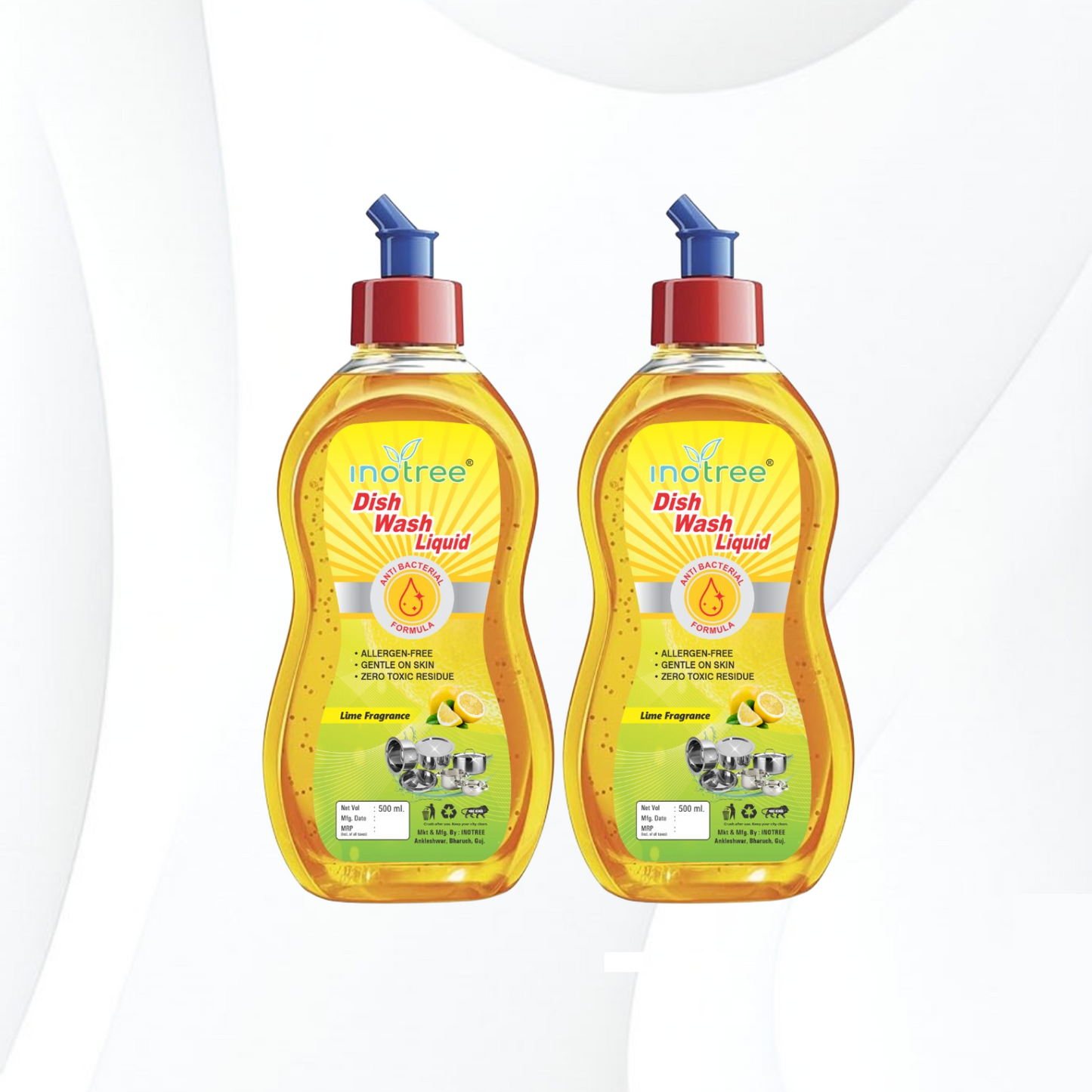 Lemon Dish Wash Gel For Cleansing Stains, Oil, Grease And Bacteria Dish Cleaning Gel 500ML*2
