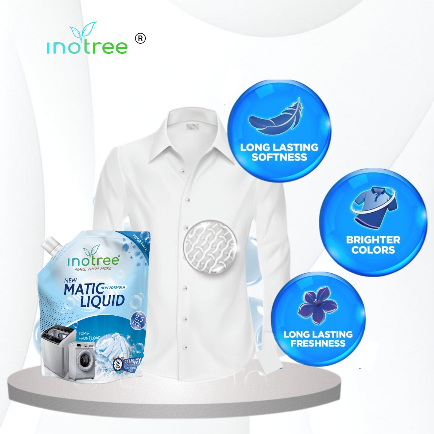 Inotree Matic Detergent Liquid New Formulation Top Load & Front Load Liquid  2*2.5 Liter