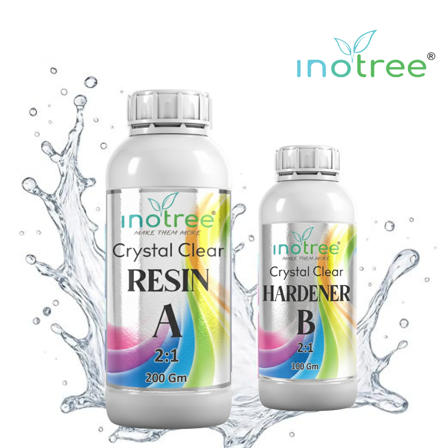 inotree Crystal  Clear Epoxy Resin Art High Intensity Premium Resin and Hardener Kit (2:1 Ratio) -(200 GM+100 GM)