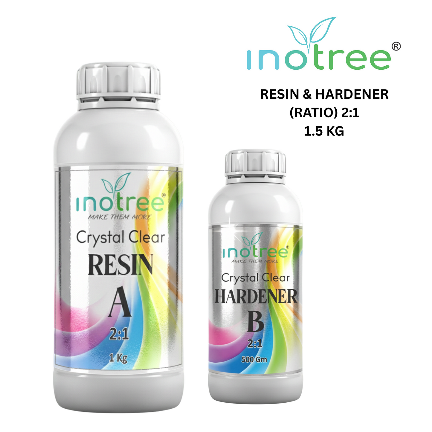 inotree Crystal  Clear Epoxy Resin Art High Intensity Premium Resin and Hardener Kit (2:1 Ratio) -1.5 KG