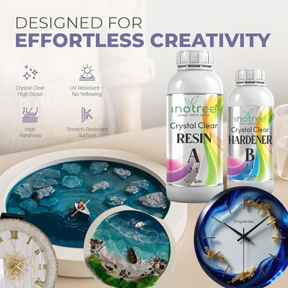 inotree Crystal  Clear Epoxy Resin Art High Intensity Premium Resin and Hardener Kit (2:1 Ratio) -(500GM+250 GM)